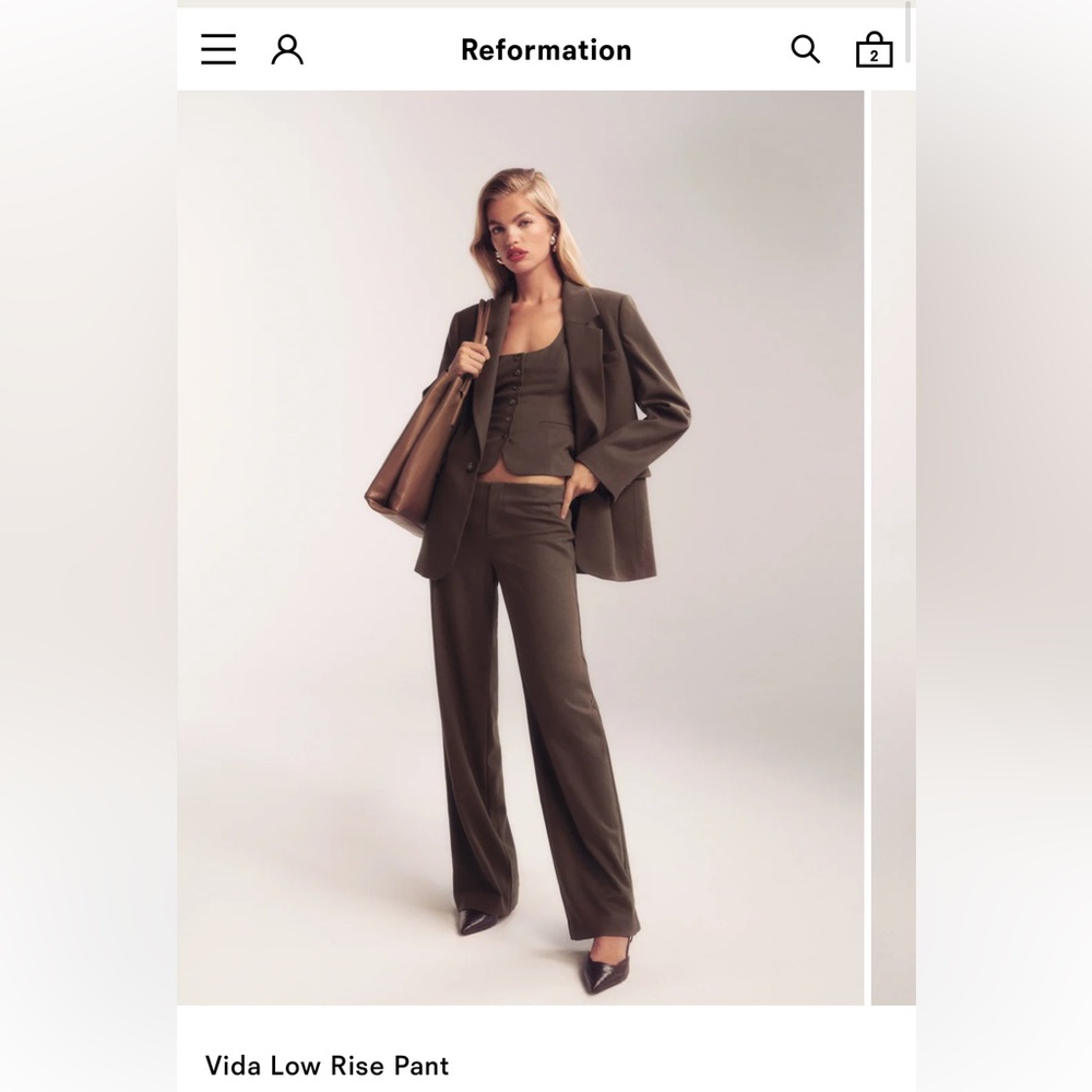 Reformation Vida Low Rise Pant Brown - Size 10